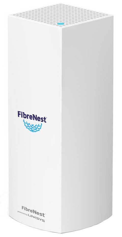 White super fast FibreNest router connected to the internet